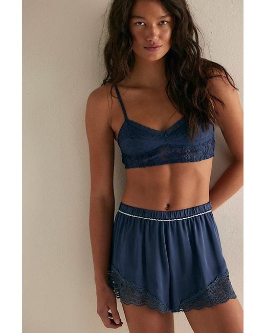 Intimately By Free People Blue Rosie Lace Longline Bralette By