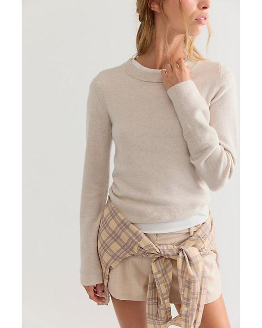 Free People Natural Malibu Cashmere Crewneck Sweater
