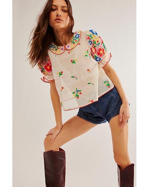 Free People White Flowers Of Love Top
