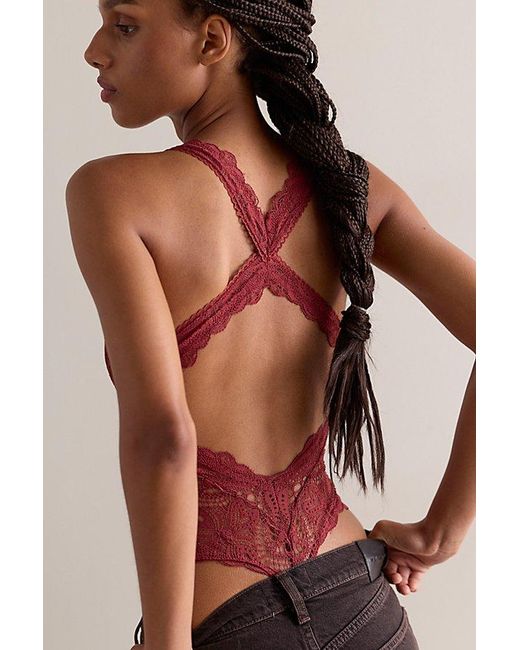 Intimately By Free People Red Moonlit Meadow Lace Bodysuit By