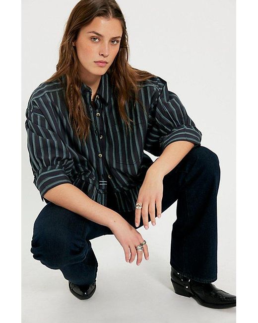 Free People Black Bailey Stripe Shirt