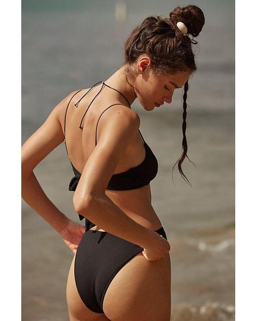 Aila Blue Black James High-Waisted Bikini Bottoms