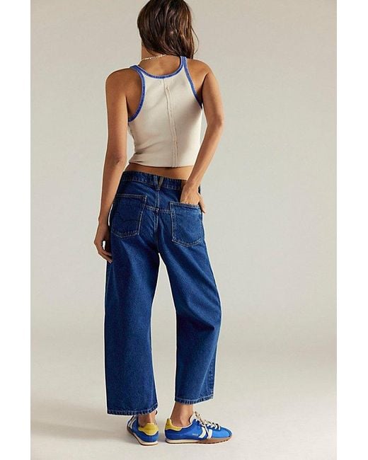 Free People Blue Deep Trance Dropped Boyfriend Jeans