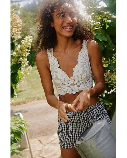 Intimately By Free People Green Petal Party Lace Plunge Bralette By