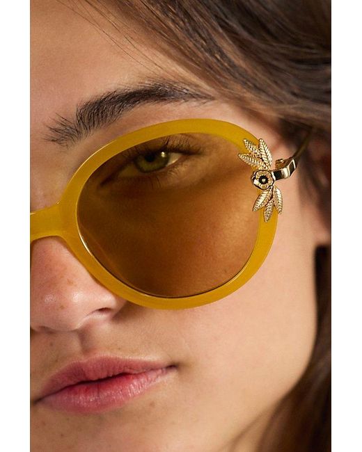 Free People Brown Ines Round Sunglasses