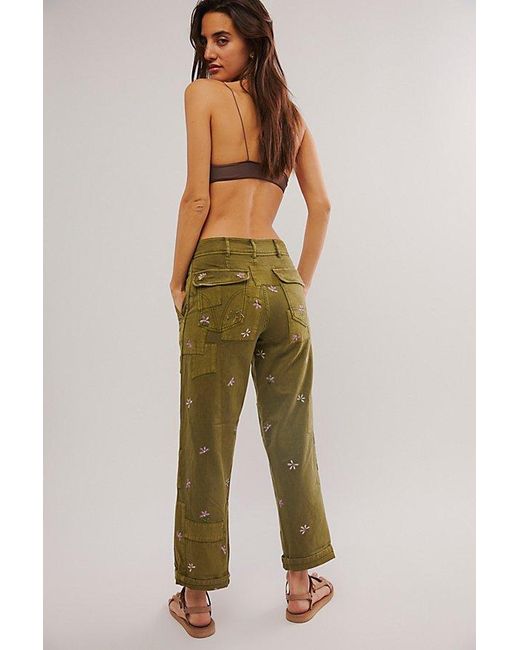 Free People Brown Patched Posy Trousers