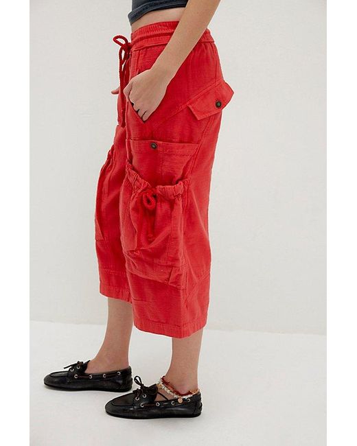 Free People Red Ashton Crop Pants
