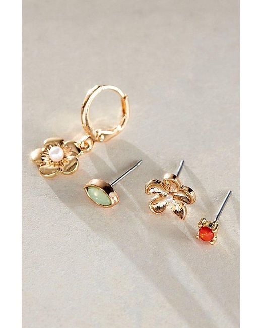 Free People Natural Teeny Tiny Mega Stud Earring Set