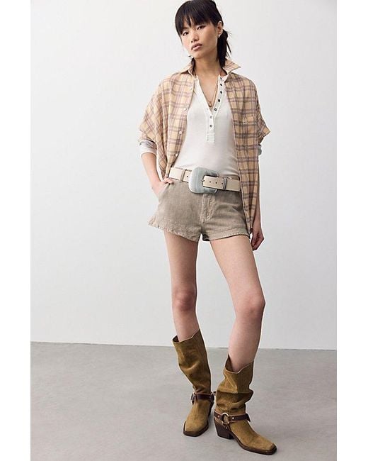 Free People Natural West Side Denim Micro Chino Shorts