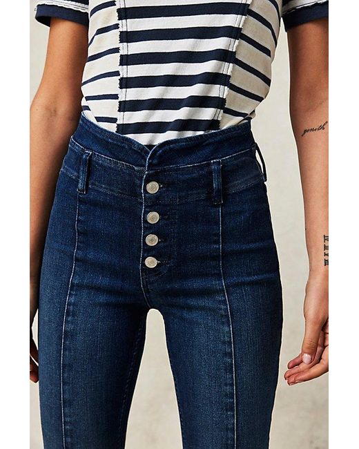Free People Blue After Dark Mid-rise Flare Jeans At Free People In Lilibet, Size: 26