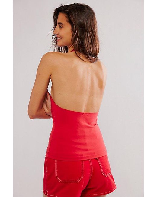 Free People Red Have It All Halter Top