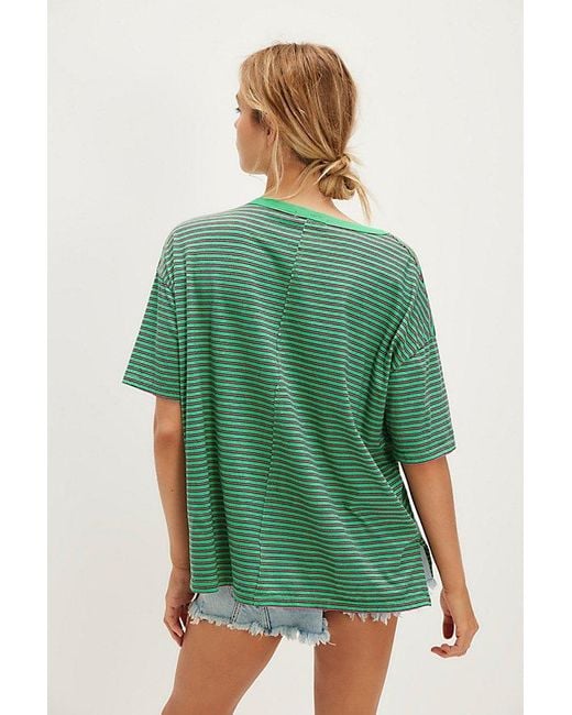 Ragabond Green Striped Palm Applique Tee By