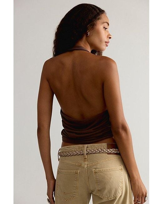Free People Brown Hallie Halter Top