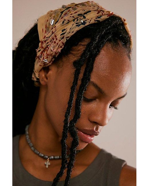 Free People Brown Culture Shop Embroidered Hair Scarf