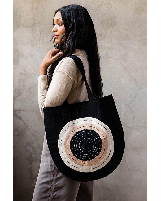 Free People Black Anchal Eclipse Canvas Tote