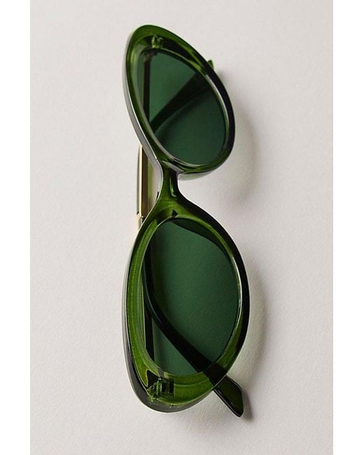 Free People Green Mae Oval Sunglasses