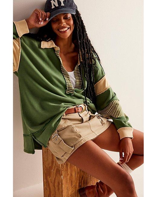 Free People Clean Prep Polo At Free People In Greener Pastures Combo, Size: Xs