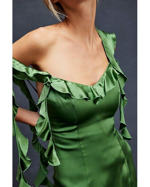 Amanda Uprichard Green Sonnet Silk Gown At Free People In Ferman, Size: Xs