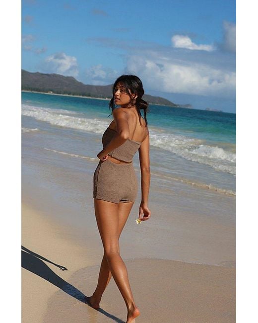 Aila Blue Blue Pica High-Waisted Boyshort Bikini Bottoms
