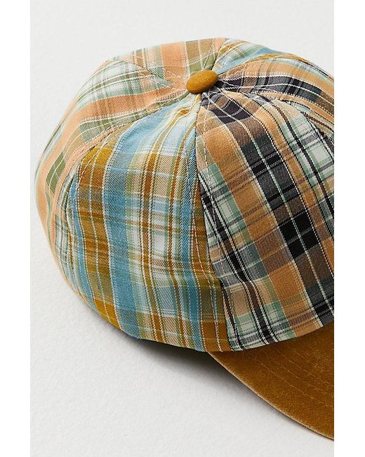 Free People Multicolor Crossroads Mixed Plaid Baseball Hat At In Camel Combo