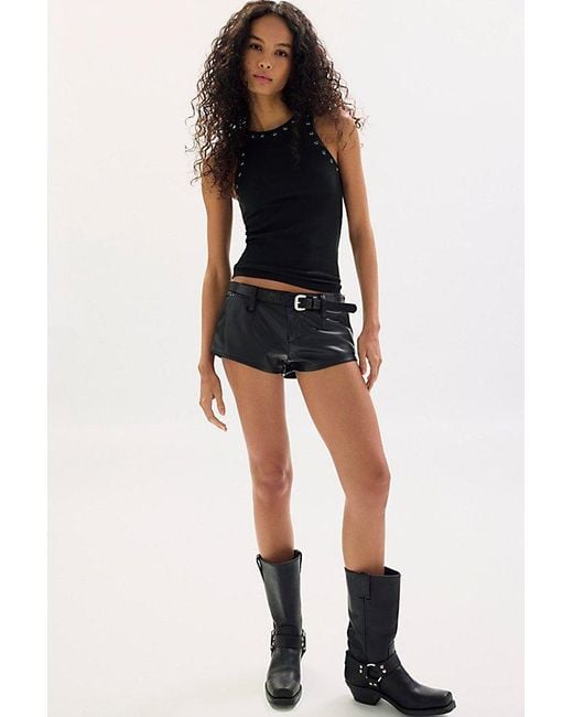 Free People Brown Alessia Vegan Micro Trouser Shorts