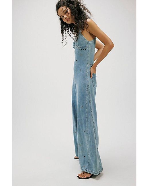 One Teaspoon Blue Brigitte Wide Leg Jumpsuit