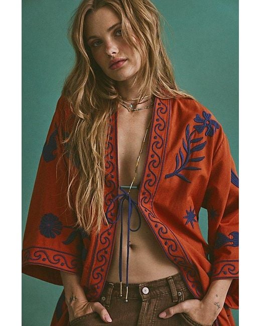 Matthew Williamson x Free People Red Deia Duster Jacket