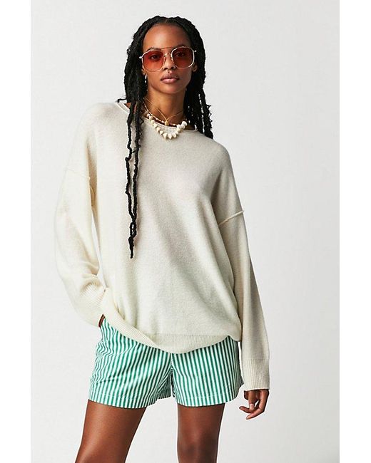 Free People Green Addie Cashmere Pullover At In Whey, Size: Xs