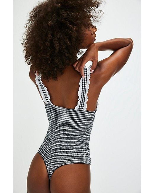 (取寄) フリーピープル レディース キャシー ボディスーツ Free People women Cassie Bodysuit Black White Combo free-people-Black-Gingham-