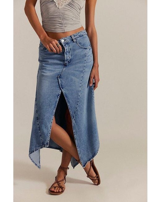 Free People Blue Aquarius Maxi Skirt