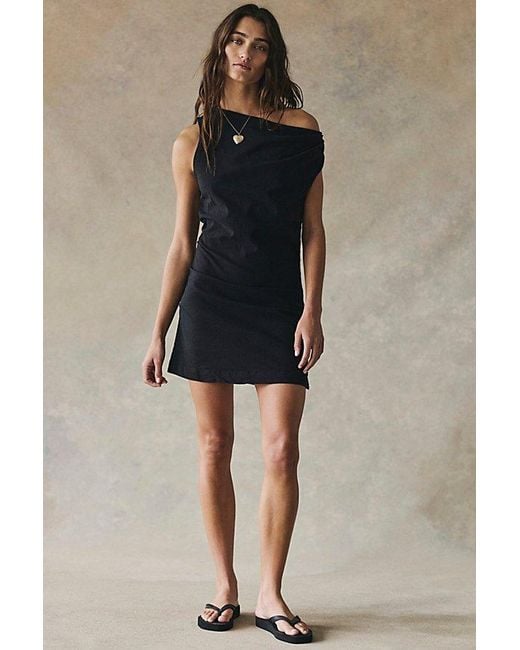 Free People So Far Summer Stretch Linen Mini Dress in Blue | Lyst