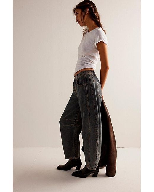 Free People Natural We The Free Good Luck Mid-rise Barrel Jeans