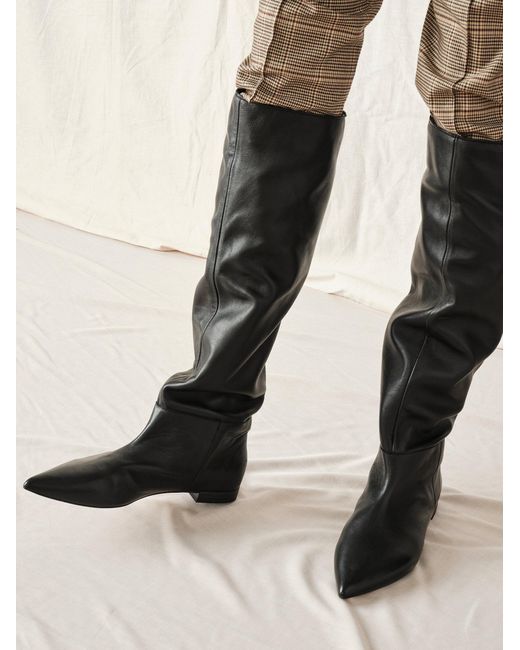 women's black tall slouch boots