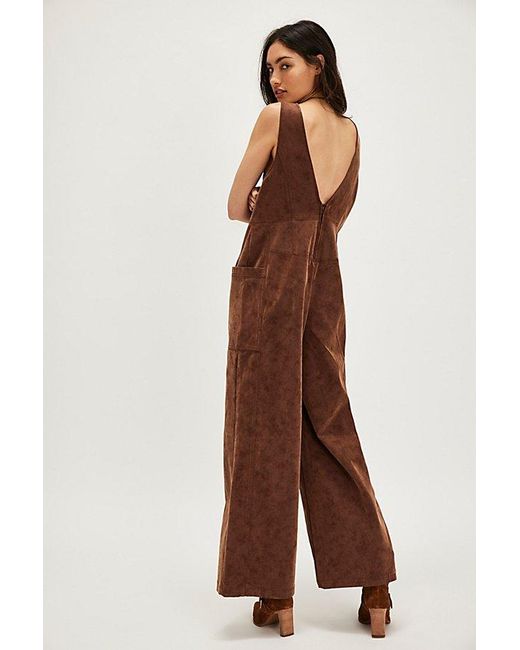 Free People Brown We The Free Nico Faux Suede One-Piece