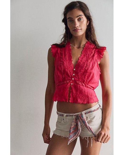 Free People Red Day Dreamer Top