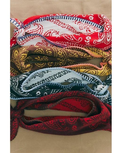 Free People Red Carmen Knitted Triangle Bandana