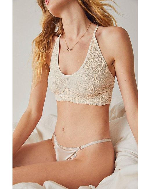 Free People Natural What's The Scoop Floral Bralette