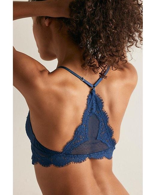 Intimately By Free People Blue Fiona Mesh Front-Close Bralette By