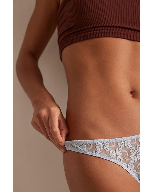 Only Hearts Brown Stretch Lace Vintage Thong