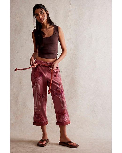 Free People Electric Sands Embroidered Trousers