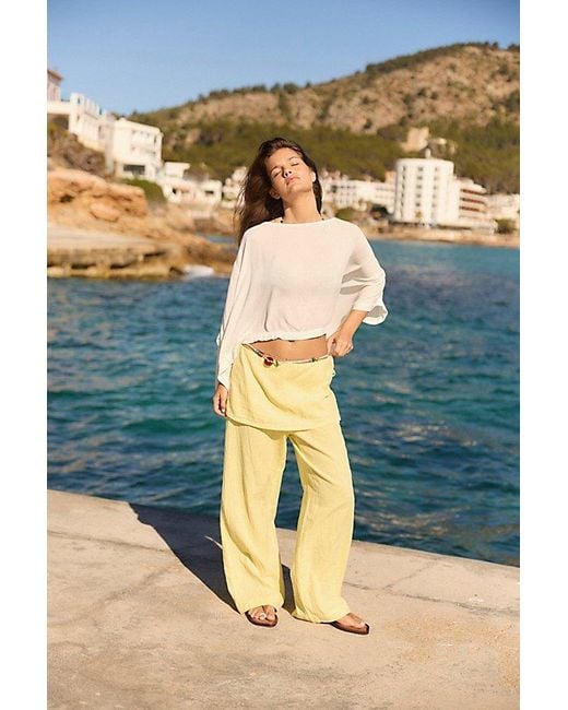 free-est Blue Aqualuna Linen Skants