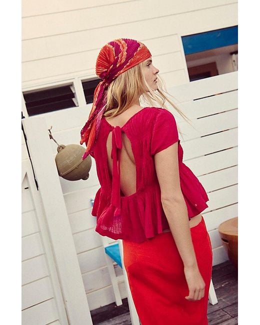 free-est Red Aven Cotton Top By