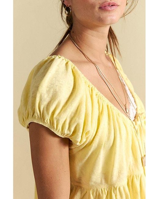 Free People Yellow Bella Babydoll Top