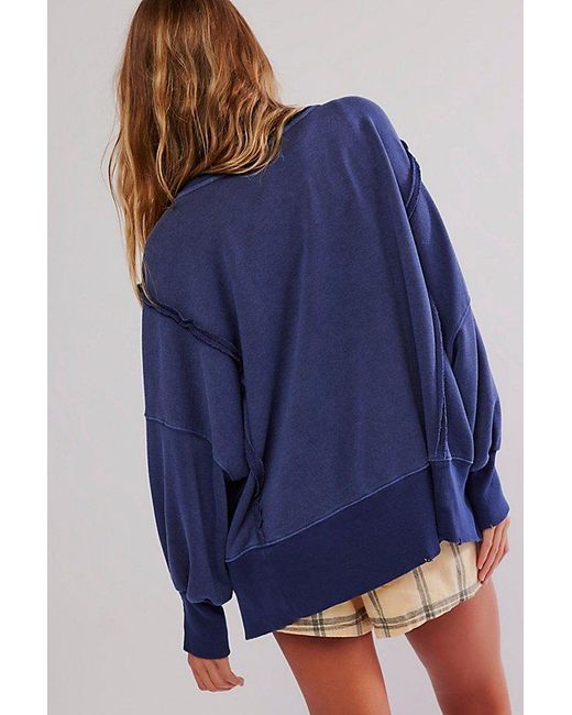 Free People Blue Graphic Camden Pullover