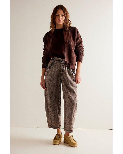 Free People Gray High Road Pull-on Barrel Pants