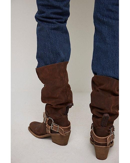 Free People Blue Denver Double Buckle Boots