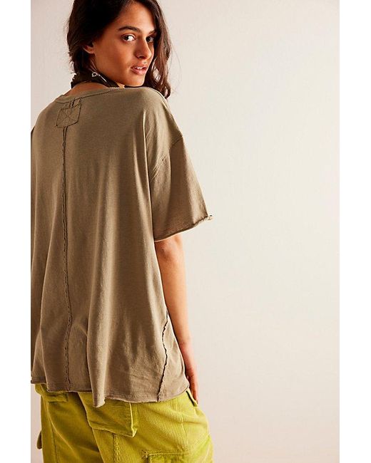 Free People Brown Nina Tee At Free People In Olive Stone, Size: Small