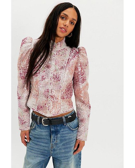 Anna Sui Red Victorian Satin Jacket