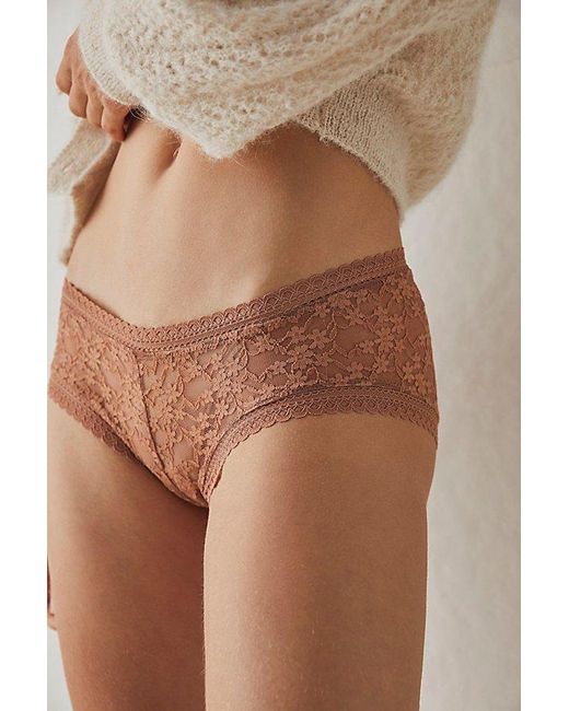 Intimately By Free People Natural Low-rise Daisy Lace Boyshort Knickers