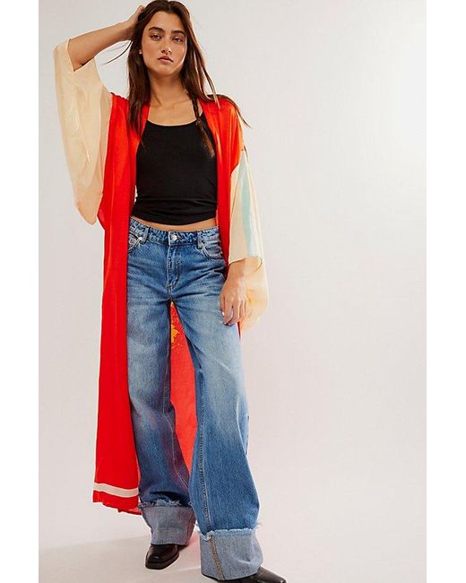 Free People Red Moon Dance Maxi Kimono At In Rouge Combo
